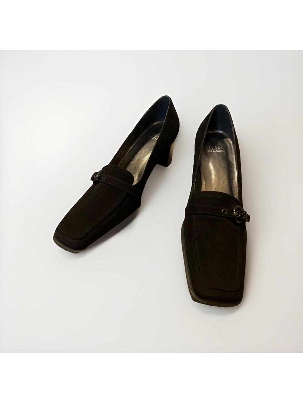 STUART WEITZMAN LADIES BLACK SUEDE PUMPS SIZE 7.5B MADE IN SPAIN VGC!